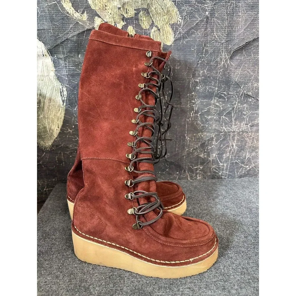 Free People Ava Tall Lace Up Boots Size 37